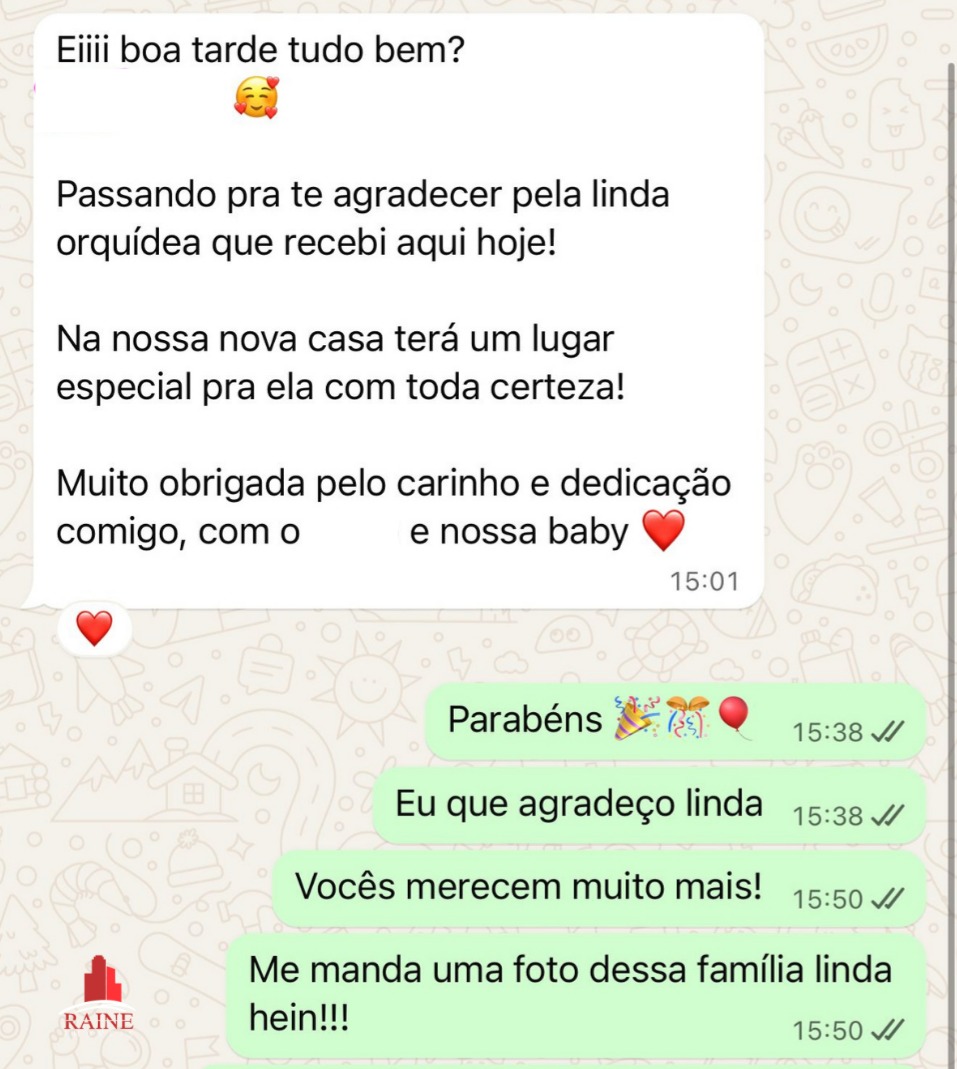 Mensagem real de cliente agradecendo o atendimento na compra do imóvel