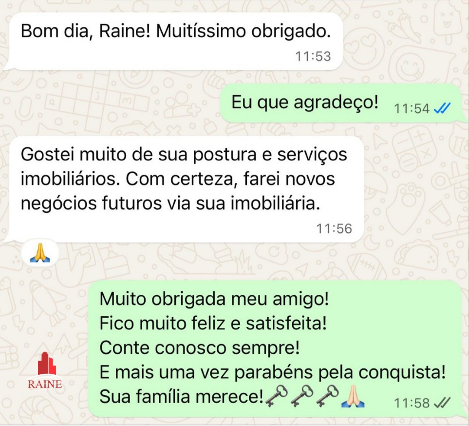 Mensagem real de cliente elogiando a condução do processo de compra